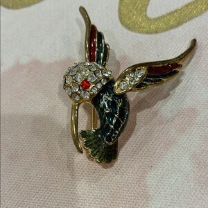 Elegant Hummingbird Brooch with Crystals